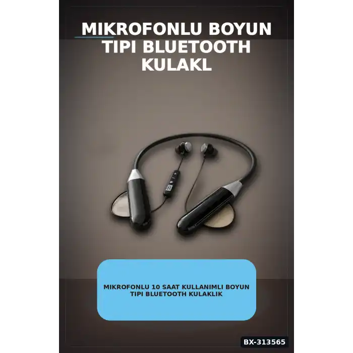 Mikrofonlu 10 Saat Kullanımlı Boyun Tipi Bluetooth Kulaklık Ofis Seyahat BX-313565