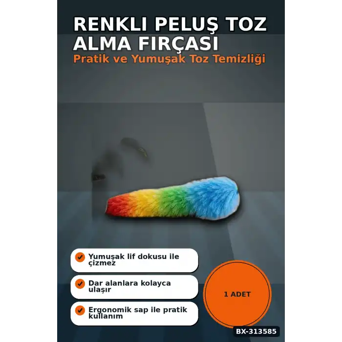 Yumuşak Lifli Peluş Toz Alma Fırçası - Renkli Püsküllü 1 Adet Ev Temizlik Aparatı BX-313585
