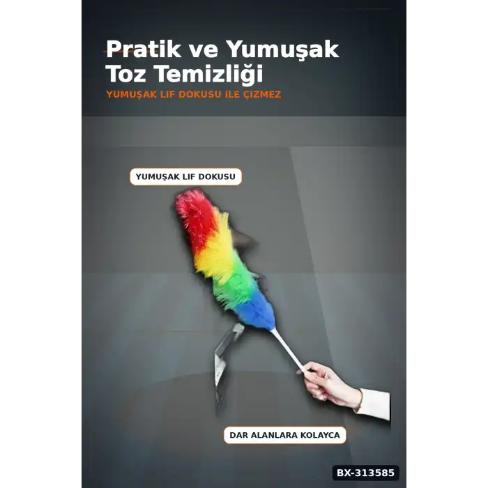 Yumuşak Lifli Peluş Toz Alma Fırçası - Renkli Püsküllü 1 Adet Ev Temizlik Aparatı BX-313585