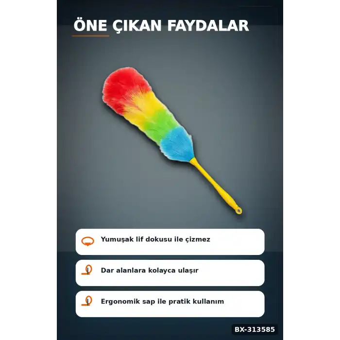 Yumuşak Lifli Peluş Toz Alma Fırçası - Renkli Püsküllü 1 Adet Ev Temizlik Aparatı BX-313585