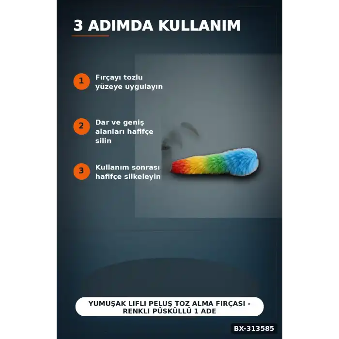 Yumuşak Lifli Peluş Toz Alma Fırçası - Renkli Püsküllü 1 Adet Ev Temizlik Aparatı BX-313585