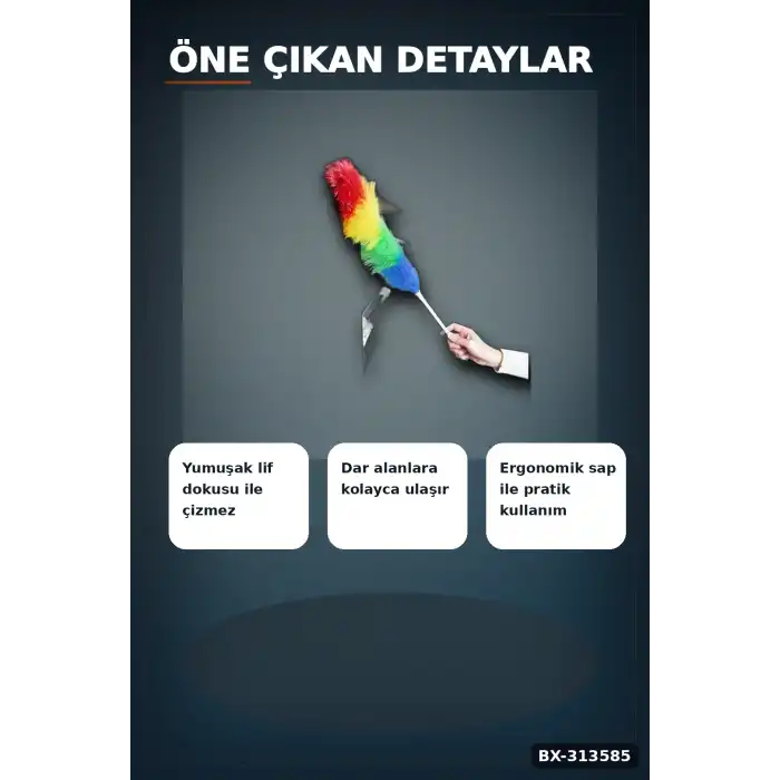 Yumuşak Lifli Peluş Toz Alma Fırçası - Renkli Püsküllü 1 Adet Ev Temizlik Aparatı BX-313585