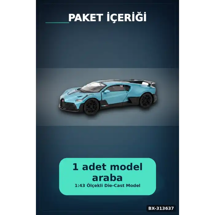 1:43 Ölçekli Bugatti Divo Lisanslı Metal Model Araba - Çek Bırak Oyuncak BX-313637