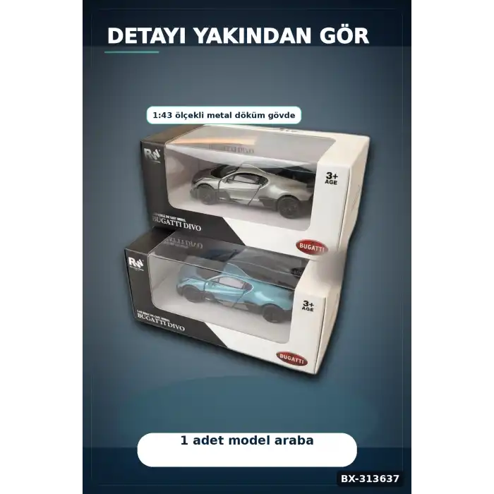1:43 Ölçekli Bugatti Divo Lisanslı Metal Model Araba - Çek Bırak Oyuncak BX-313637