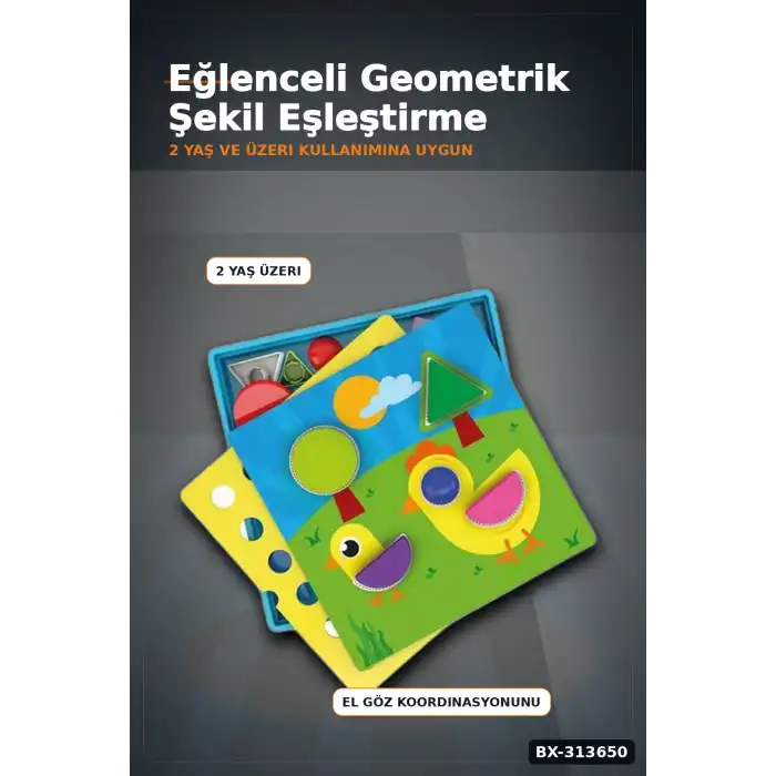 Plastik Şekil Yerleştirme Kartı Oyunu - Eğitici Zeka Geliştirme Seti, 2+ Yaş Çocuk İçin BX-313650