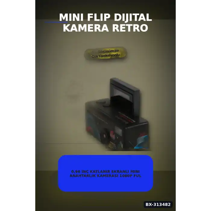 0.96 Inç Katlanır Ekranlı Mini Anahtarlık Kamerası 1080p Full HD Video Kayıt BX-313482