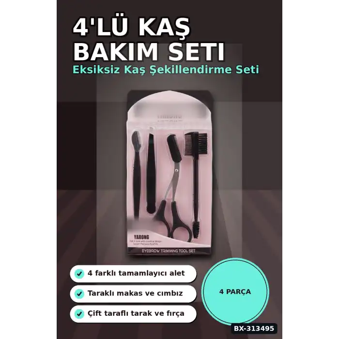4 Parcali Hassas Kas Bakim Seti Cimbiz Makas Sekillendirme Bicagi Ve Tarak Fircasi BX-313495