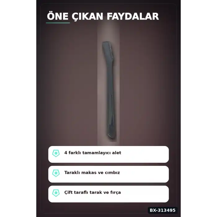 4 Parcali Hassas Kas Bakim Seti Cimbiz Makas Sekillendirme Bicagi Ve Tarak Fircasi BX-313495