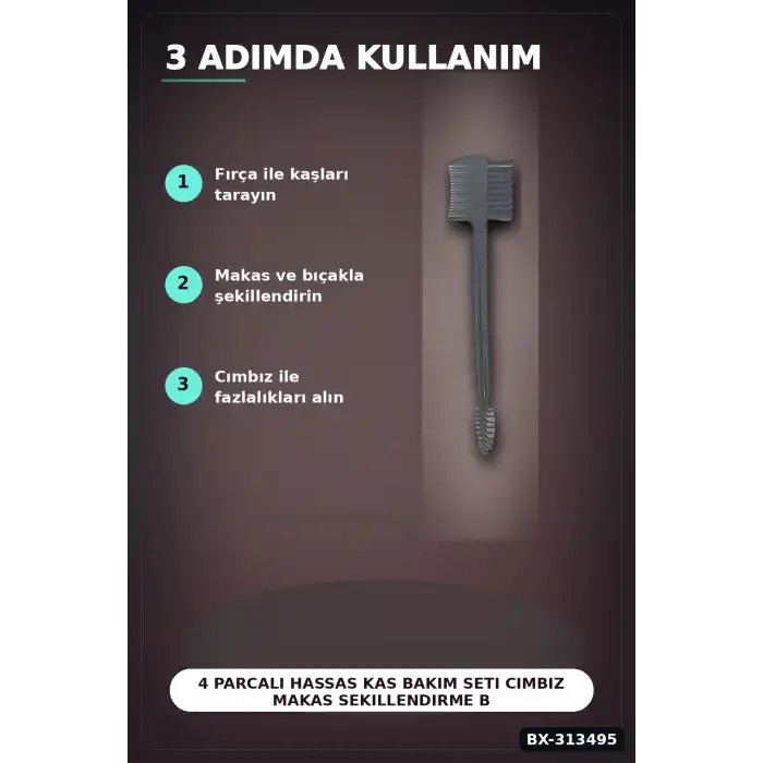 4 Parcali Hassas Kas Bakim Seti Cimbiz Makas Sekillendirme Bicagi Ve Tarak Fircasi BX-313495