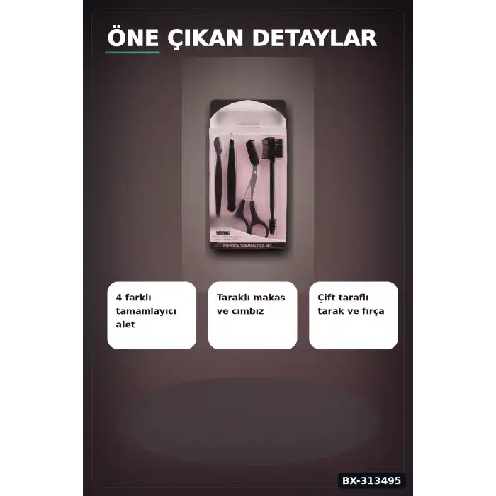 4 Parcali Hassas Kas Bakim Seti Cimbiz Makas Sekillendirme Bicagi Ve Tarak Fircasi BX-313495