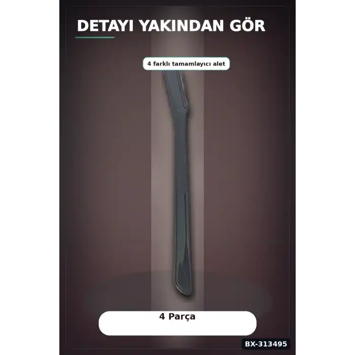 4 Parcali Hassas Kas Bakim Seti Cimbiz Makas Sekillendirme Bicagi Ve Tarak Fircasi BX-313495
