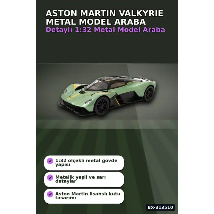 1:32 Aston Martin Valkyrie Çek Bırak Metal Model Araba - Diecast Oyuncak BX-313510