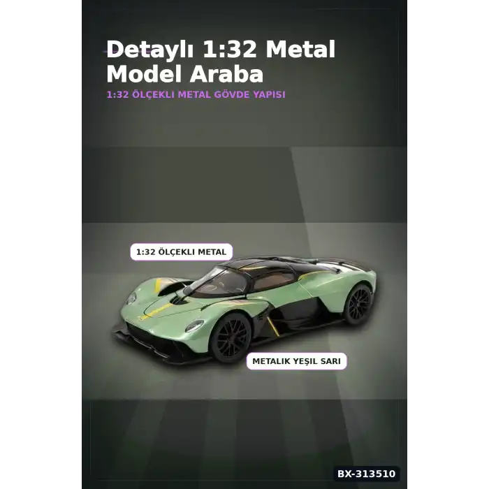 1:32 Aston Martin Valkyrie Çek Bırak Metal Model Araba - Diecast Oyuncak BX-313510