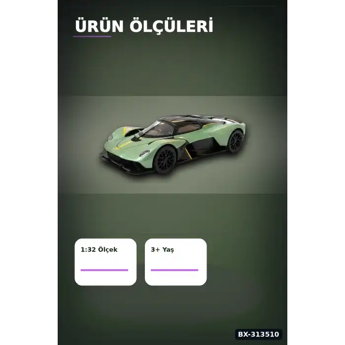 1:32 Aston Martin Valkyrie Çek Bırak Metal Model Araba - Diecast Oyuncak BX-313510