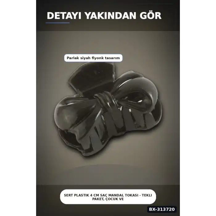 Sert Plastik 4 cm Saç Mandal Tokası - Tekli Paket, Çocuk ve Yetişkin Kullanımı BX-313720