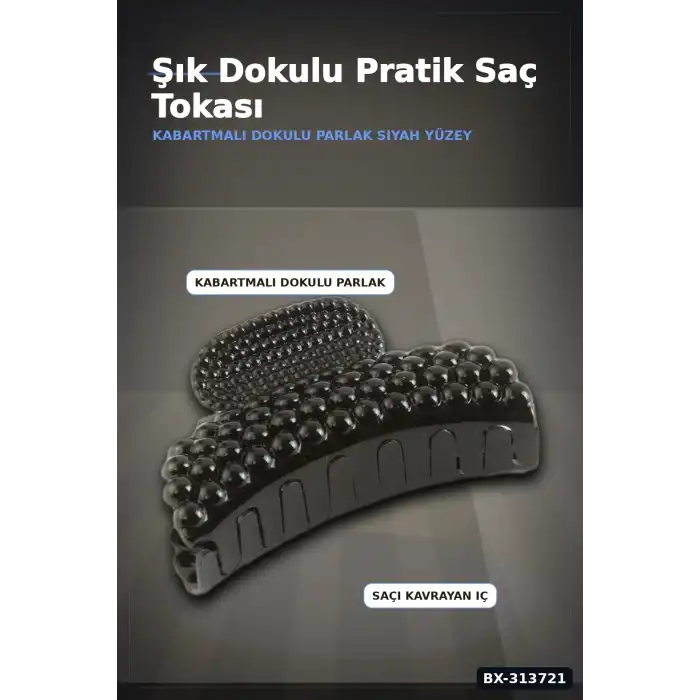 Sert Plastik Oval Mandal Saç Tokası 6 Cm - 1 Adet Günlük Kullanım İçin BX-313721