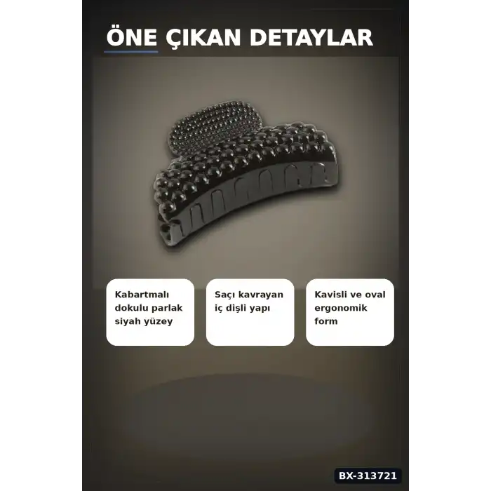 Sert Plastik Oval Mandal Saç Tokası 6 Cm - 1 Adet Günlük Kullanım İçin BX-313721
