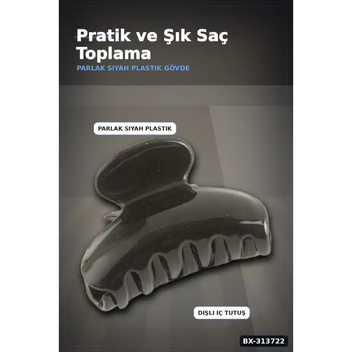 Sert Plastik 6 cm Düz Mandal Saç Tokası - Tekli Paket, Günlük Kullanım BX-313722