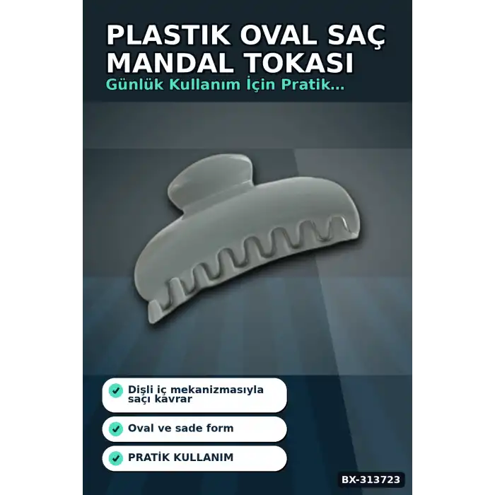 Plastik Oval Mandal Saç Tokası 8 Cm Sert Malzeme 1 Adet Asorti Renk Kullanım BX-313723