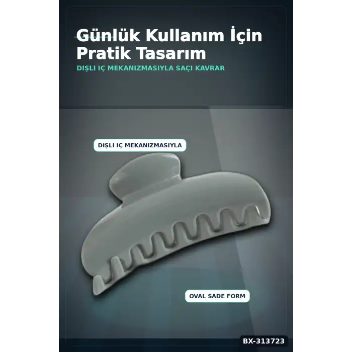 Plastik Oval Mandal Saç Tokası 8 Cm Sert Malzeme 1 Adet Asorti Renk Kullanım BX-313723
