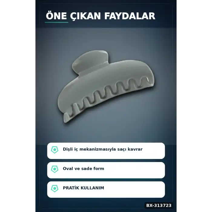 Plastik Oval Mandal Saç Tokası 8 Cm Sert Malzeme 1 Adet Asorti Renk Kullanım BX-313723