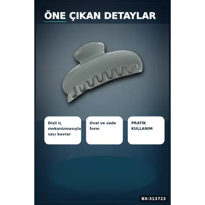 Plastik Oval Mandal Saç Tokası 8 Cm Sert Malzeme 1 Adet Asorti Renk Kullanım BX-313723
