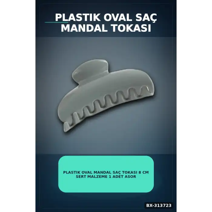 Plastik Oval Mandal Saç Tokası 8 Cm Sert Malzeme 1 Adet Asorti Renk Kullanım BX-313723
