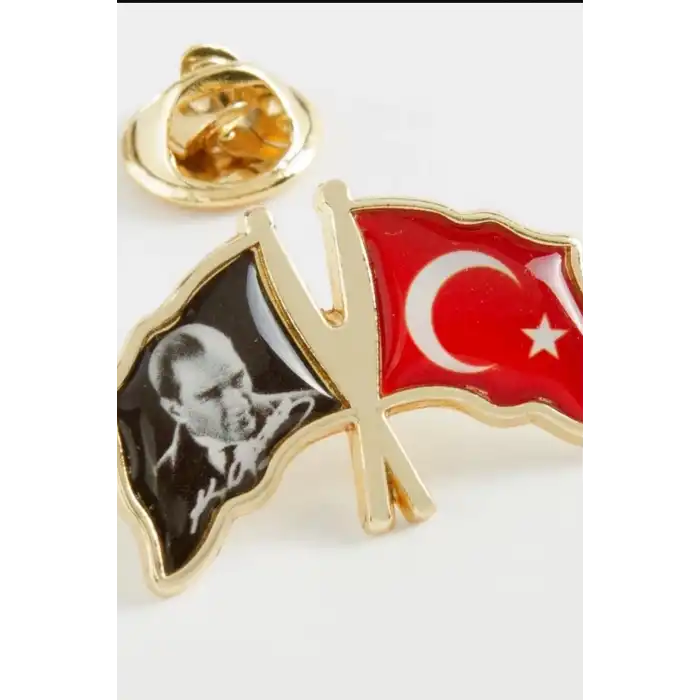 2 cm Metal Atatürk Ay Yıldız Yaka Rozeti - Tekli Paket, Günlük Kullanıma Uygun BX-313731
