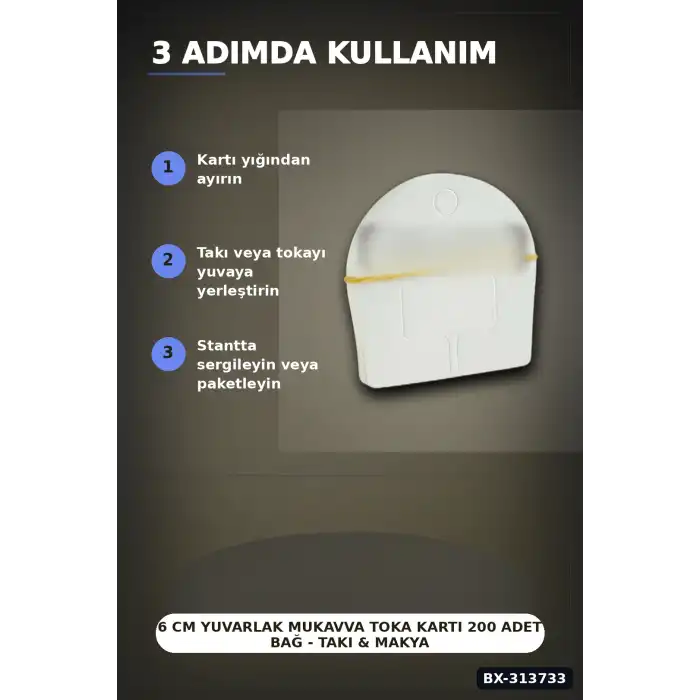 6 cm Yuvarlak Mukavva Toka Kartı 200 Adet Bağ - Takı & Makyaj Düzenleyici BX-313733