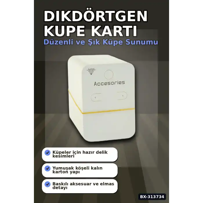 6.5x9 cm Dikdörtgen Kalın Kupe Kartı 100 Adet Paket - Bijuteri Sergileme BX-313734