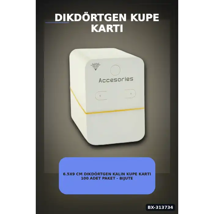 6.5x9 cm Dikdörtgen Kalın Kupe Kartı 100 Adet Paket - Bijuteri Sergileme BX-313734