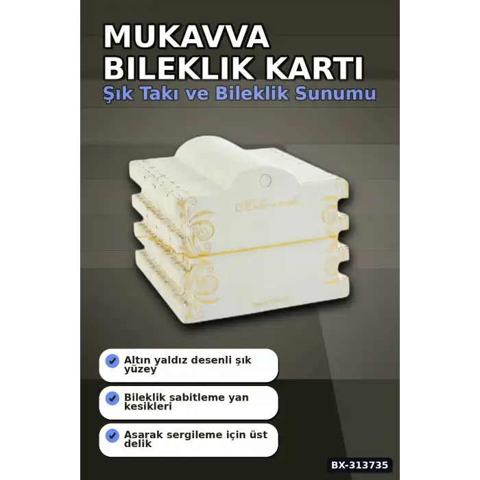 100 Adet 8x10 cm Mukavva Bileklik Kartı - 3Lü Yaldızlı Kalın, Takı Organizer Aksesuarı BX-313735