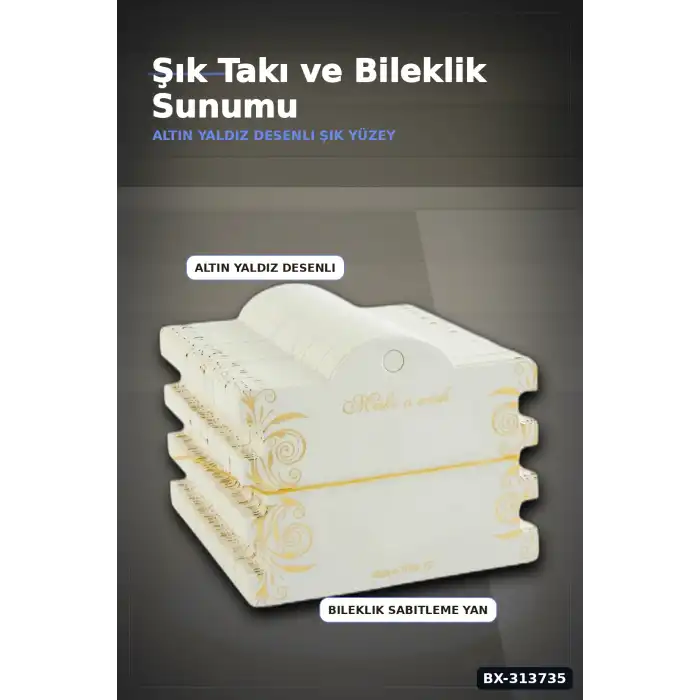 100 Adet 8x10 cm Mukavva Bileklik Kartı - 3Lü Yaldızlı Kalın, Takı Organizer Aksesuarı BX-313735