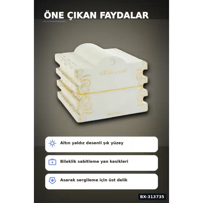 100 Adet 8x10 cm Mukavva Bileklik Kartı - 3Lü Yaldızlı Kalın, Takı Organizer Aksesuarı BX-313735
