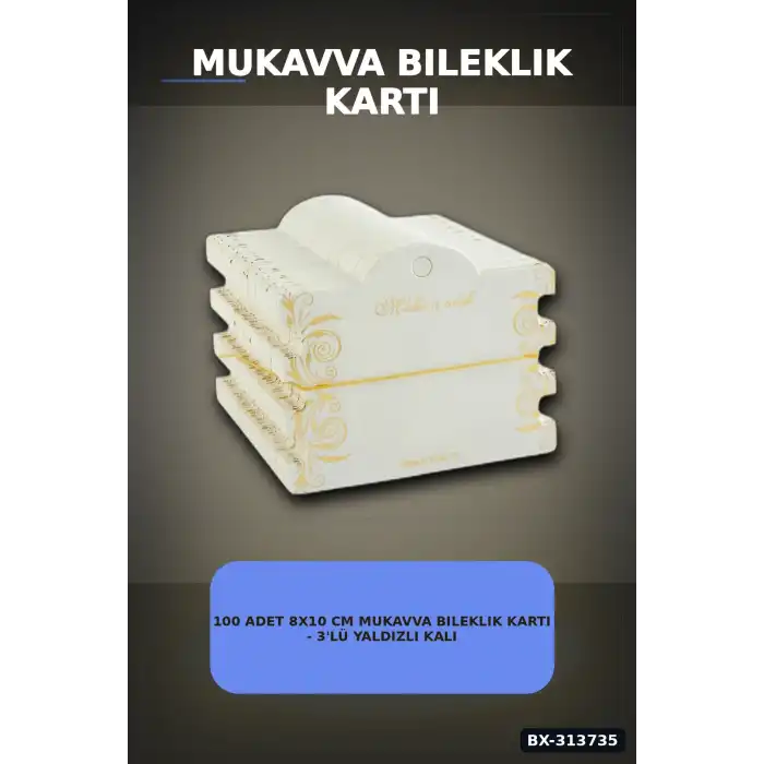 100 Adet 8x10 cm Mukavva Bileklik Kartı - 3Lü Yaldızlı Kalın, Takı Organizer Aksesuarı BX-313735