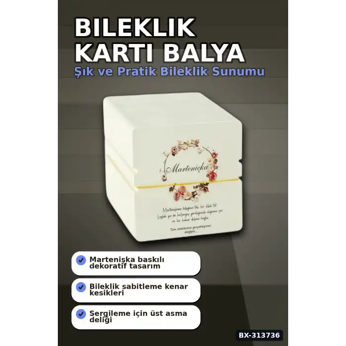 9 Cm Kare Bileklik Kartı Balya 200 Adet - Takı Vitrin Düzenleyici ve Organizer BX-313736