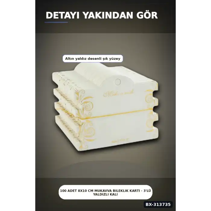 100 Adet 8x10 cm Mukavva Bileklik Kartı - 3Lü Yaldızlı Kalın, Takı Organizer Aksesuarı BX-313735