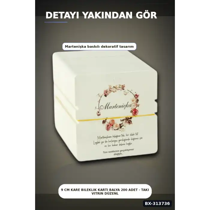9 Cm Kare Bileklik Kartı Balya 200 Adet - Takı Vitrin Düzenleyici ve Organizer BX-313736