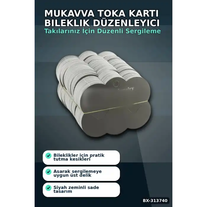 Mukavva Bileklik Toka Kartı 6.5x7.5 Cm 200 Adet Balya Takı Düzenleyici Organizer BX-313740