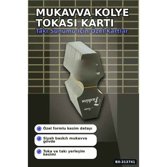 Kraft Mukavva Kolye Toka Kartı 200 Adet 5.5x14 cm Takı Askılık Düzenleyici BX-313741