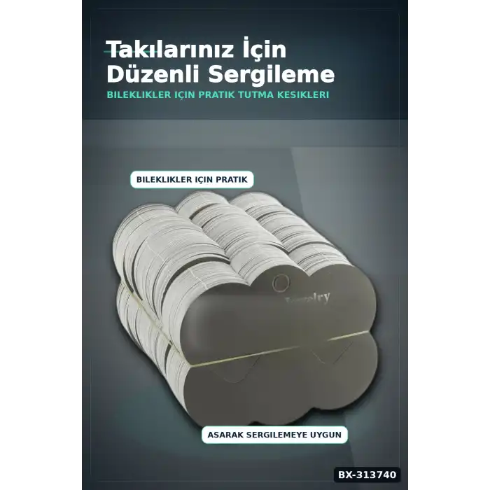 Mukavva Bileklik Toka Kartı 6.5x7.5 Cm 200 Adet Balya Takı Düzenleyici Organizer BX-313740