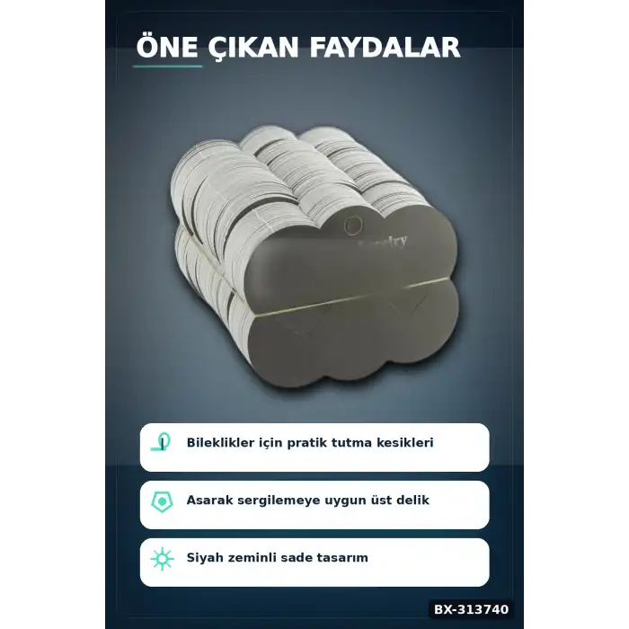 Mukavva Bileklik Toka Kartı 6.5x7.5 Cm 200 Adet Balya Takı Düzenleyici Organizer BX-313740