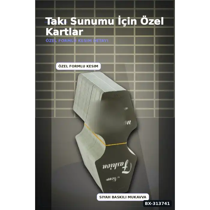 Kraft Mukavva Kolye Toka Kartı 200 Adet 5.5x14 cm Takı Askılık Düzenleyici BX-313741