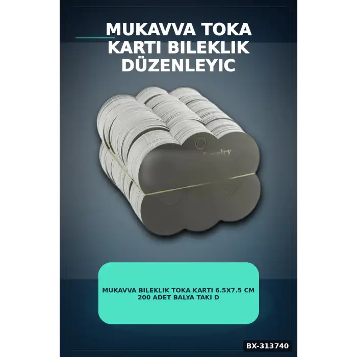 Mukavva Bileklik Toka Kartı 6.5x7.5 Cm 200 Adet Balya Takı Düzenleyici Organizer BX-313740