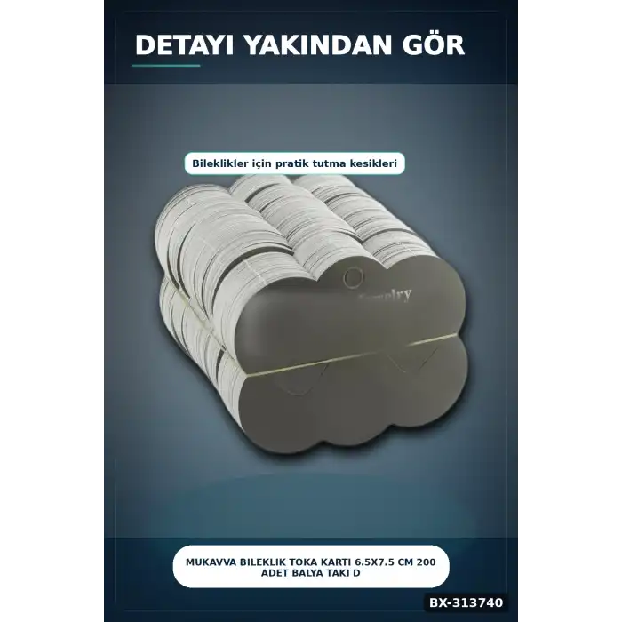 Mukavva Bileklik Toka Kartı 6.5x7.5 Cm 200 Adet Balya Takı Düzenleyici Organizer BX-313740