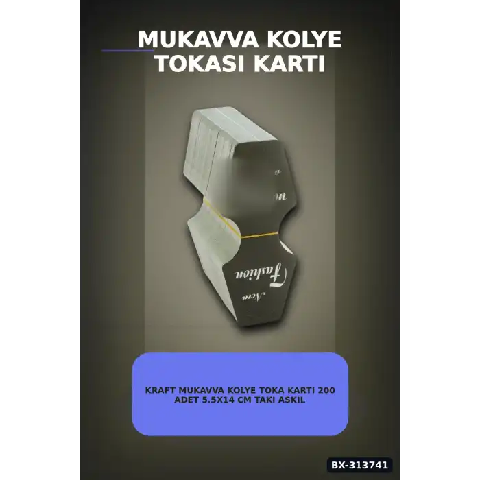 Kraft Mukavva Kolye Toka Kartı 200 Adet 5.5x14 cm Takı Askılık Düzenleyici BX-313741