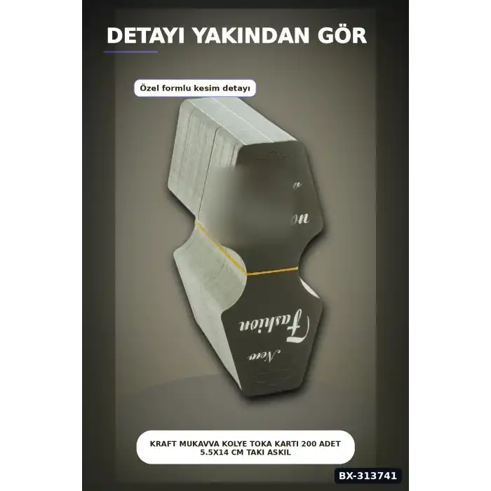 Kraft Mukavva Kolye Toka Kartı 200 Adet 5.5x14 cm Takı Askılık Düzenleyici BX-313741