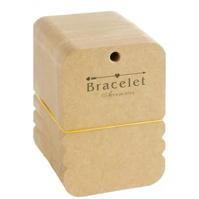 100 Adet Kraft Yan Bileklik Kartı - 7.5x10 cm Toka Boyu, Takı Organizeri BX-313745