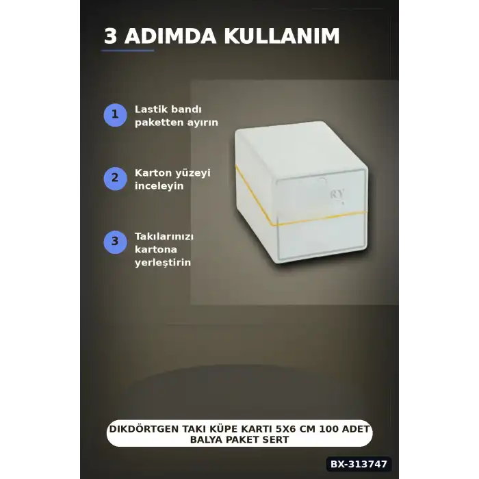 Dikdörtgen Takı Küpe Kartı 5x6 Cm 100 Adet Balya Paket Sert Karton BX-313747