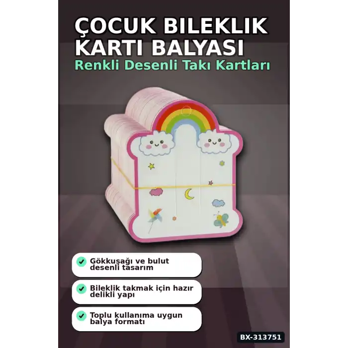8x10 cm Bileklik Kartı 200 Adet Balya - Çocuk Bilek Kartı, Organizer Aksesuarı BX-313751
